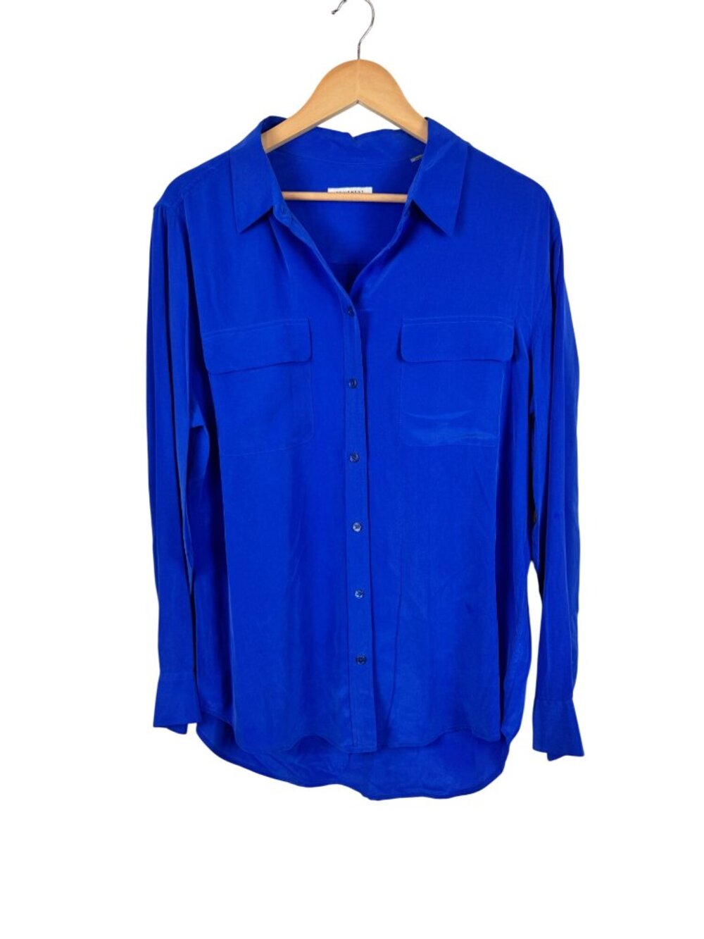 NEW Equipment Femme Signature Silk Blouse Blue Button-Up Size Large